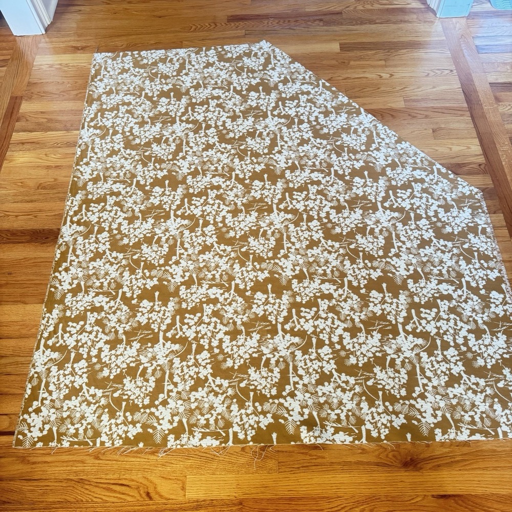 Designer Jacquard Upholstery Fabric Mustard Gold Ivory Floral Branch 1.75yd 57"W - Picture 6 of 8